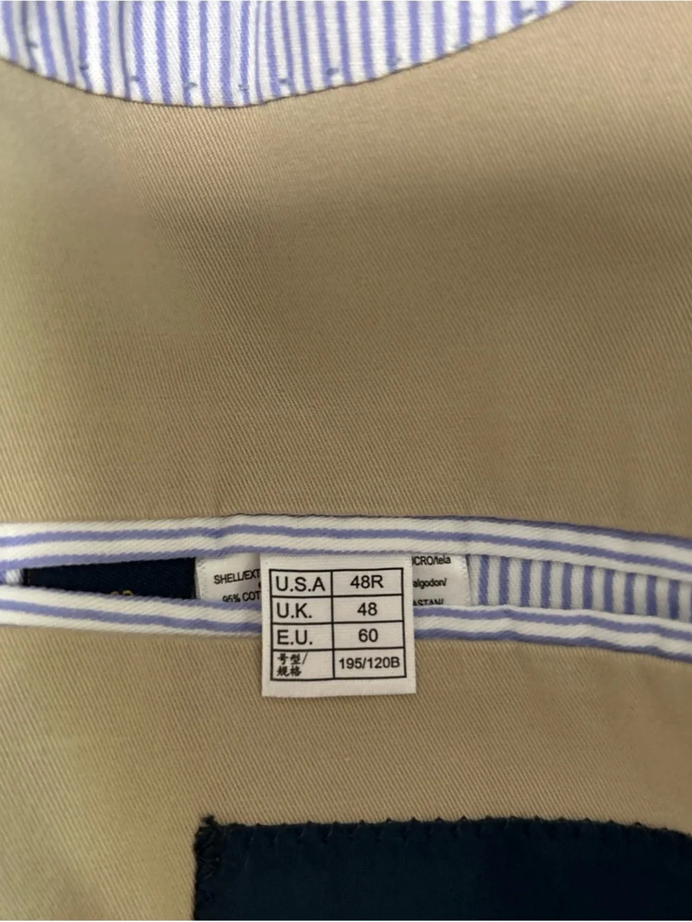 Brooks Brothers Men's Regent Fit Manteco Cotton Blazer Jacket Beige Khaki 48R